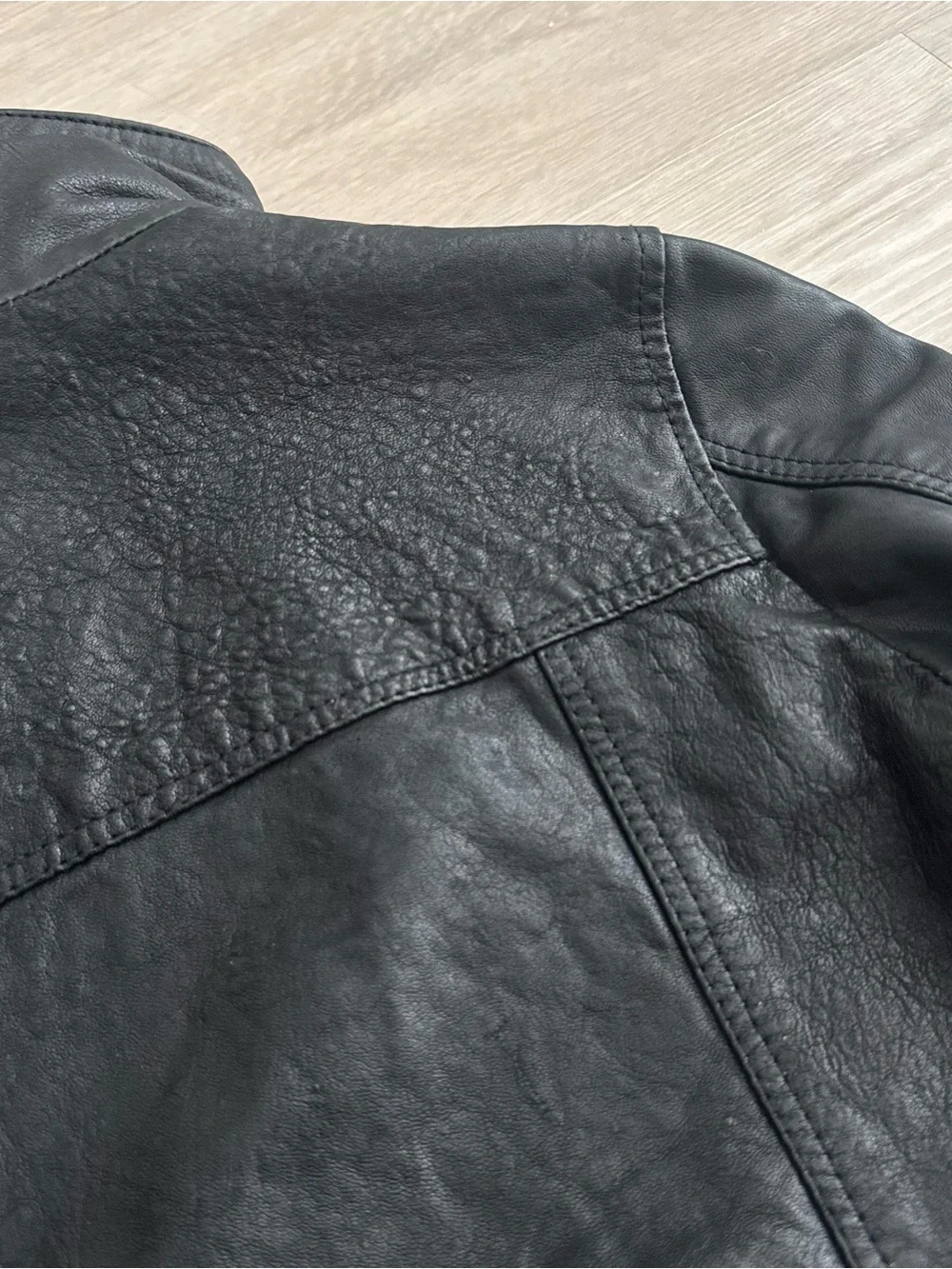 All Saints Vintage Black Leather Asymmetric Zip Jacket - Picture 11 of 16